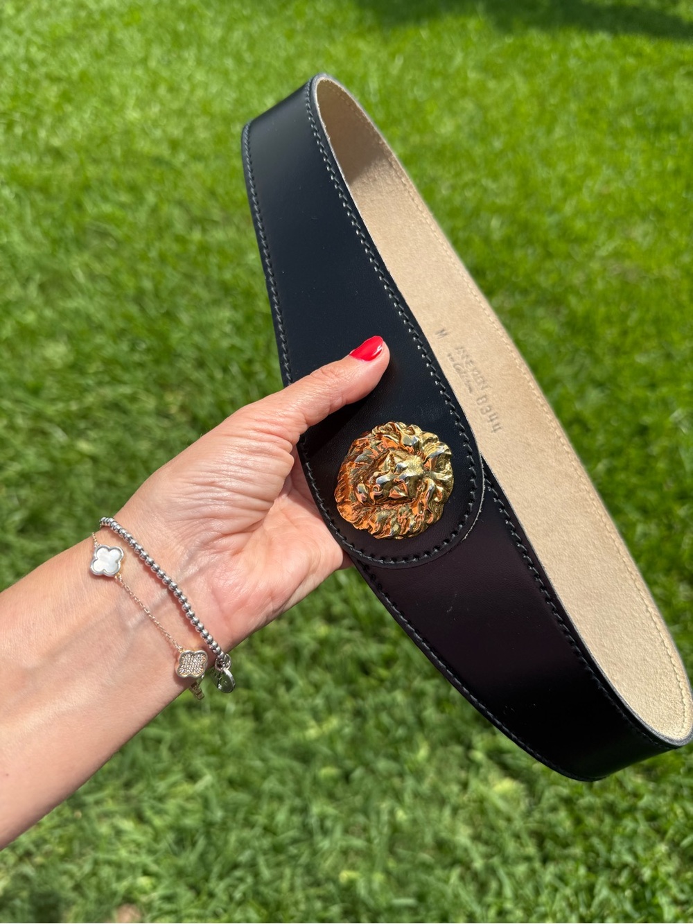 Vintage Anne Klein for Calderon Lion Head Buckle Leather Belt - Picture 6 of 9